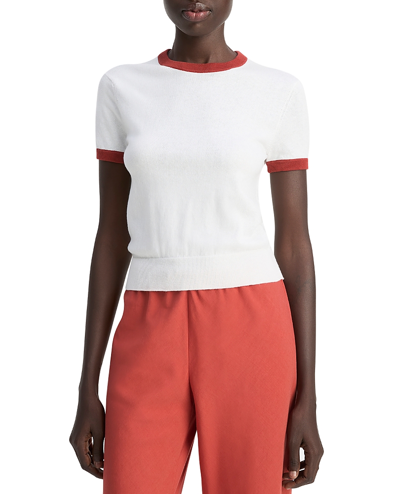 Vince Contrast-trim Cotton-cashmere T-shirt