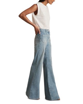 Sakura Flare Patch Pocket Jeans in Light Blue