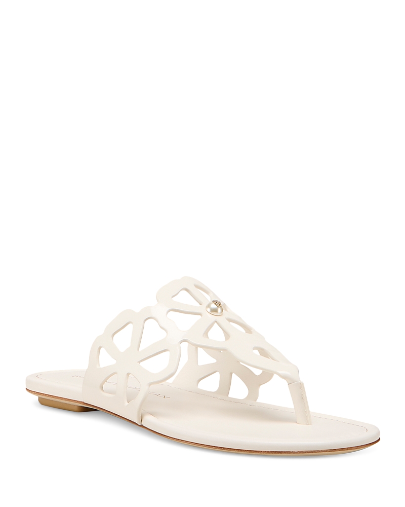 Stuart Weitzman Jasmine Patent Cutout Thong Sandals In Yellow