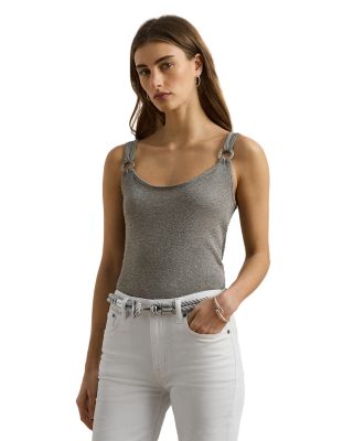 Ring Trim Metallic Sweater Tank Top