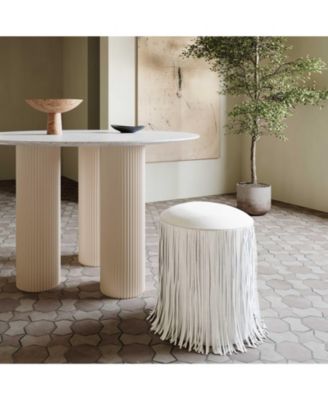 Shag Me Performance Faux Leather Ottoman