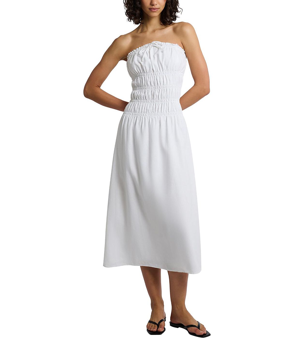 Onia Air Linen Smocked Maxi Dress