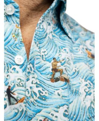 Morgan Surf Print Linen Short Sleeve Shirt