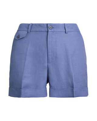 Pleated Linen Blend Twill Shorts