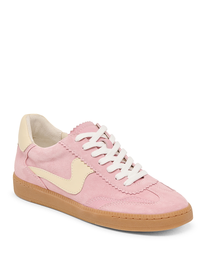 Dolce Vita Notice Guava Suede Leather Color Block Lace-up Sneakers In Pink