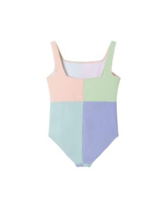 Girls' Color Block One Piece Swim Suit - Big Kid