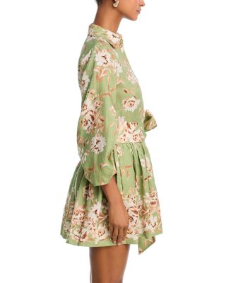 Raya Floral Print Linen Mini Dress