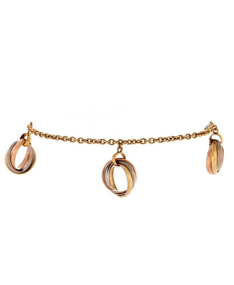 Pre-owned Pre-owned Cartier Cartier Trinity Charm Chain Bracelet 18k Tricolor Gold