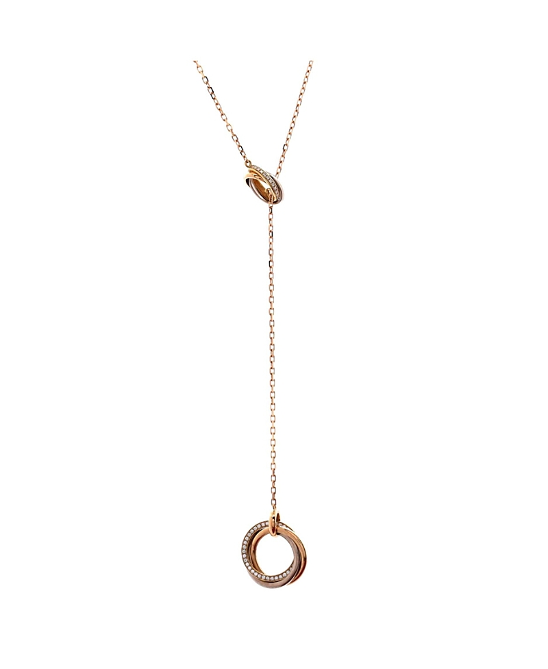 Pre-owned Pre-owned Cartier Cartier Trinity Lariat Necklace 18k Tricolor Gold With Diamonds