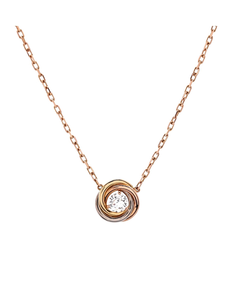 Pre-owned Pre-owned Cartier Cartier Trinity Diamond Pendant Necklace 18k Tricolor Gold And Diamond