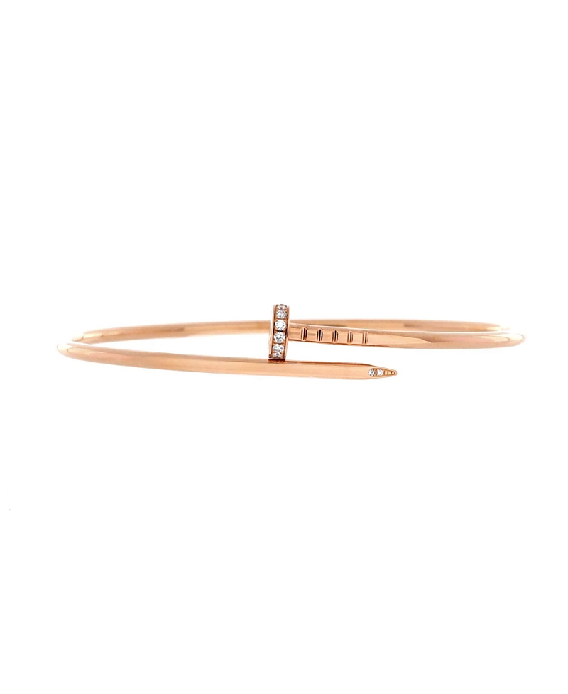 Pre-owned Pre-owned Cartier Cartier Small Juste Un Clou Bracelet 18k Rose Gold With Diamonds