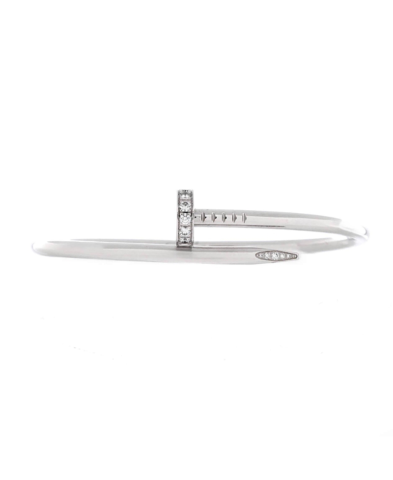 Pre-owned Pre-owned Cartier Cartier Classic Juste Un Clou Bracelet 18k White Gold With Diamonds