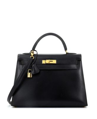 Pre-Owned HERMÈS - Kelly 32 Handbag Black Box Calf with Gold Hardware