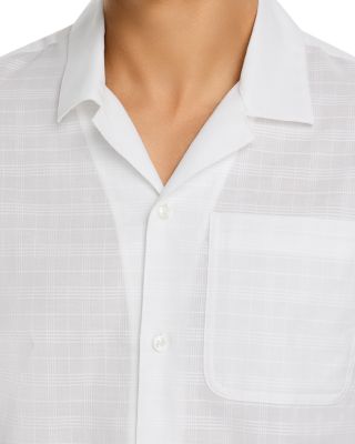 Short Sleeved Voile Dobby Check Relaxed Fit Button Down Shirt
