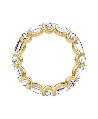 Alternating Shapes Eternity Band in Gold/Platinum, 2.8ctw Emerald & Round Brilliant Lab Grown Diamond