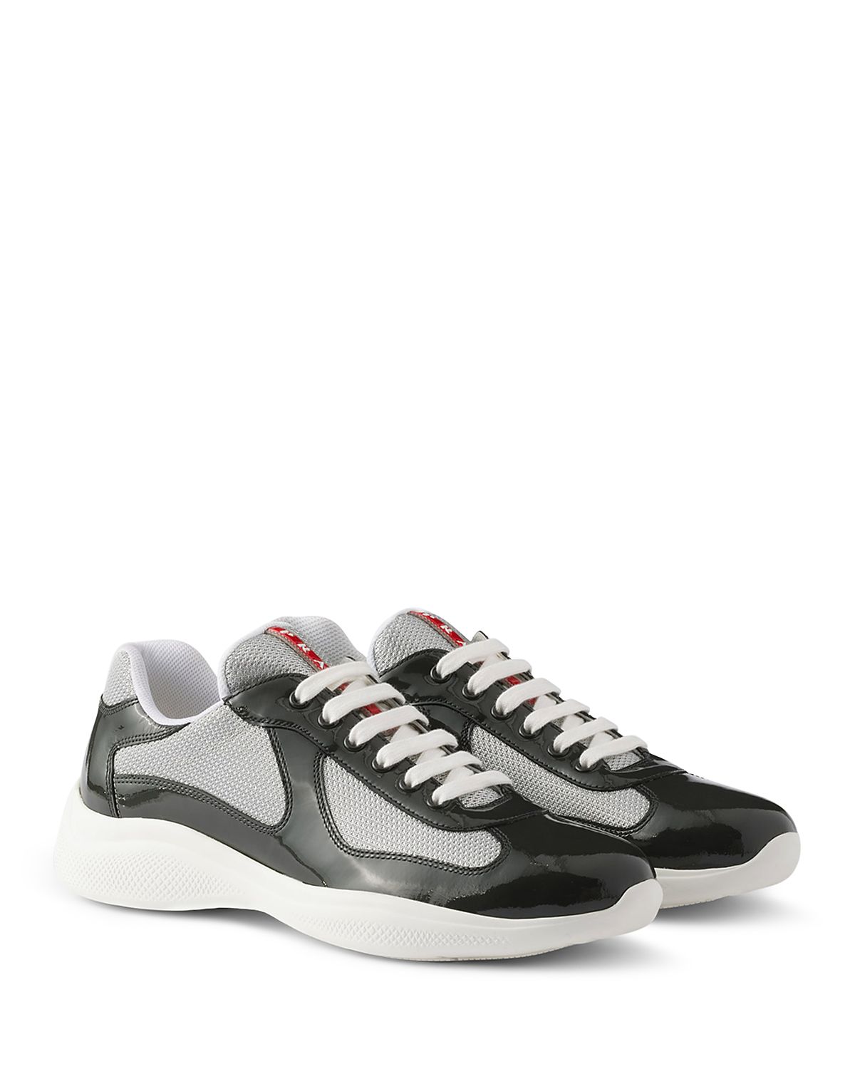 Prada Men's Patent Leather and Technical Fabric America's Cup Sneakers