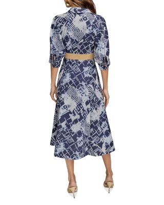 Linen Blend Belted Shirtdress