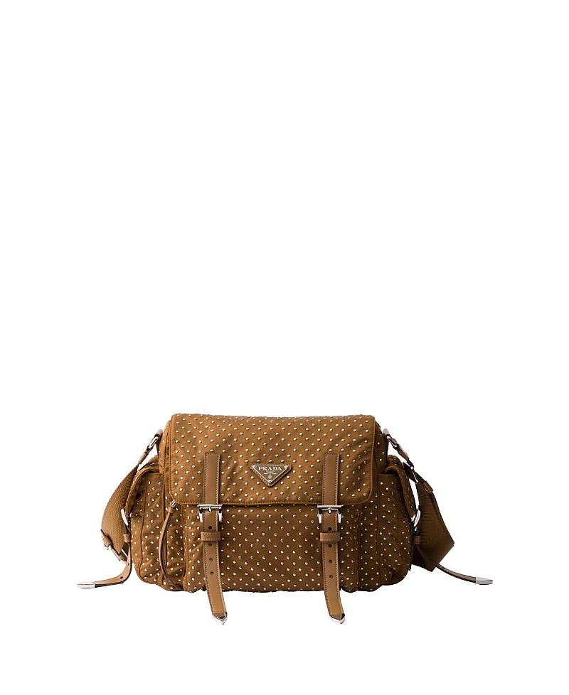 Shop Prada Re-nylon Shoulder Bag With Studs