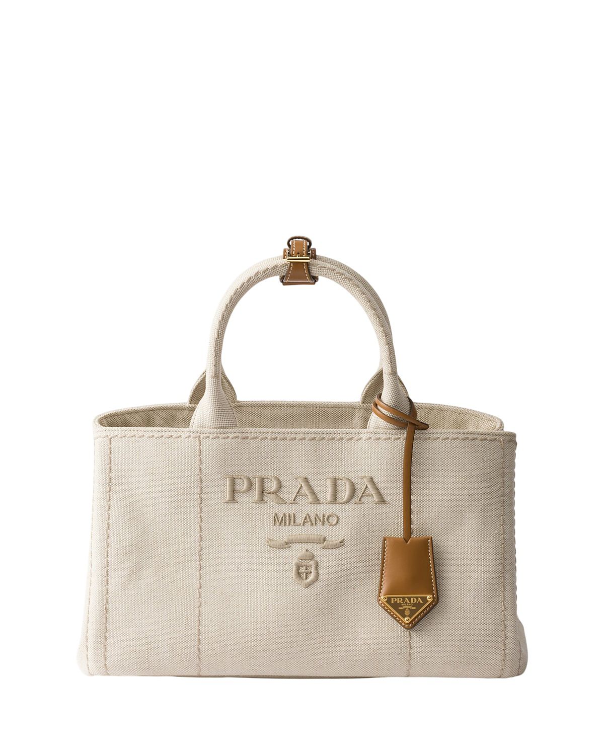 Prada Jardiniere Large Linen Blend Handbag