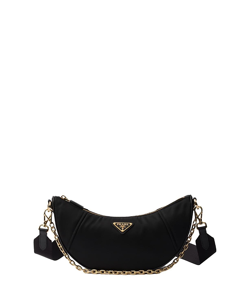 Prada Womens Black Re-nylon Brand-plaque Shoulder Bag