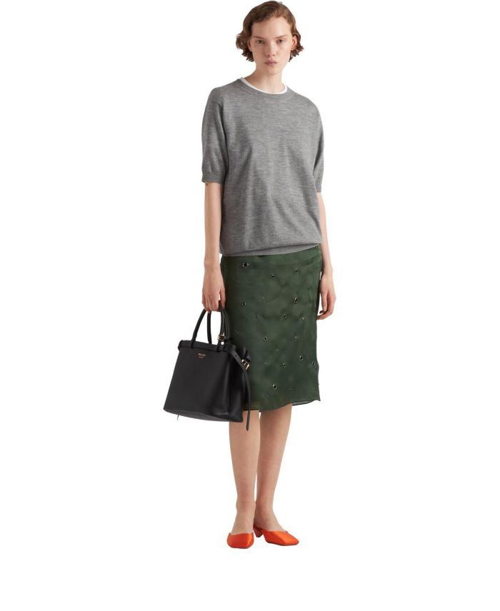 Buckle Medium Leather Handbag with Double Belt