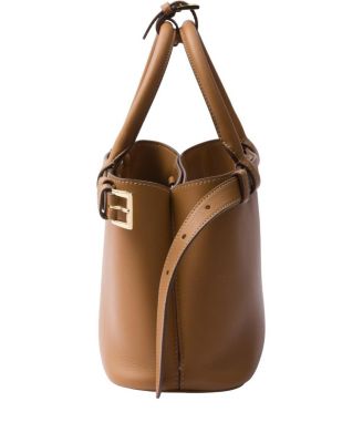 Buckle Small Leather Handbag with Double Belt