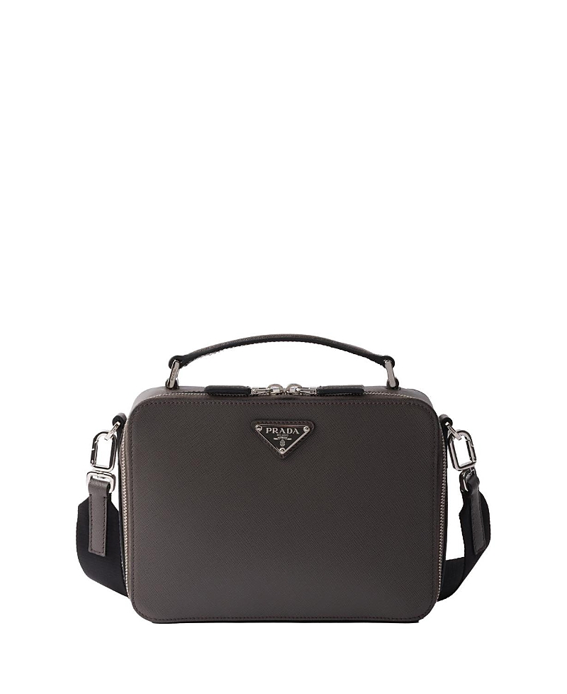 Prada Medium Brique Saffiano Leather Bag In Black