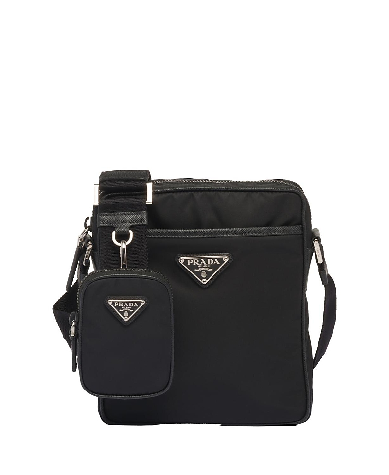 Prada Re-nylon And Leather Shoulder Bag In Black