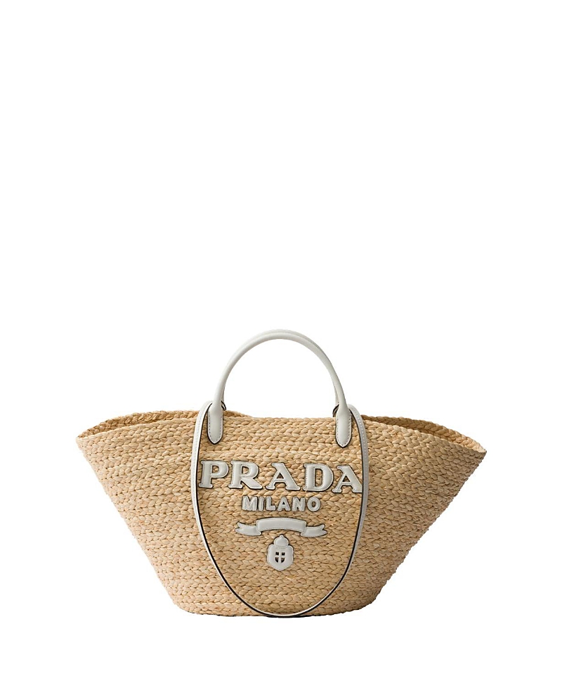 Prada Womens Black Triangle-plaque Embroidered-jacquard Medium Woven Tote Bag