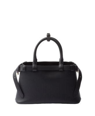 Buckle Small Leather Handbag with Double Belt