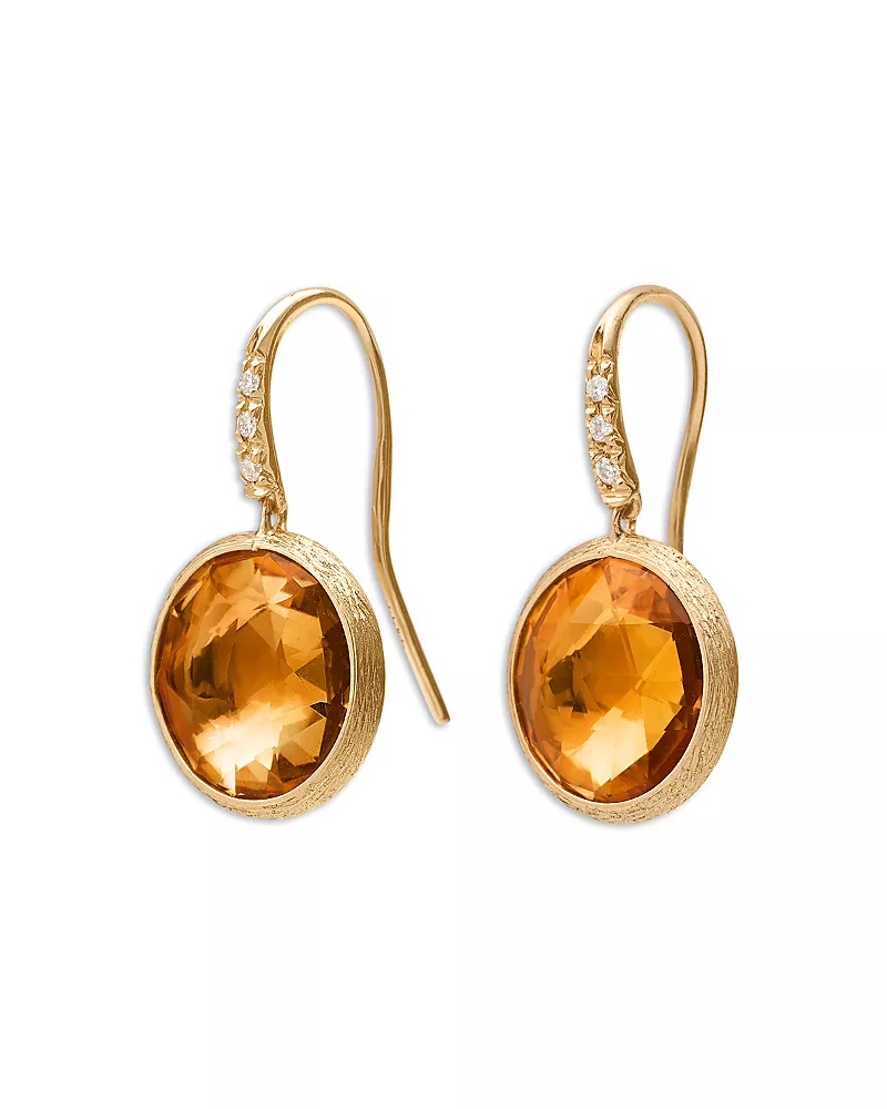 Marco Bicego 18K Yellow Gold Jaipur Color Citrine & Diamond Drop Earrings