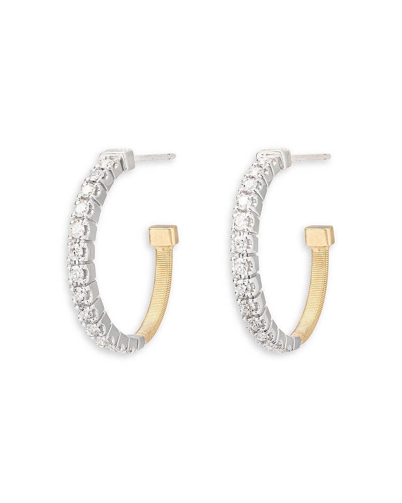 Marco Bicego Masai 18k Gold Coil & Diamond Hoop Earrings