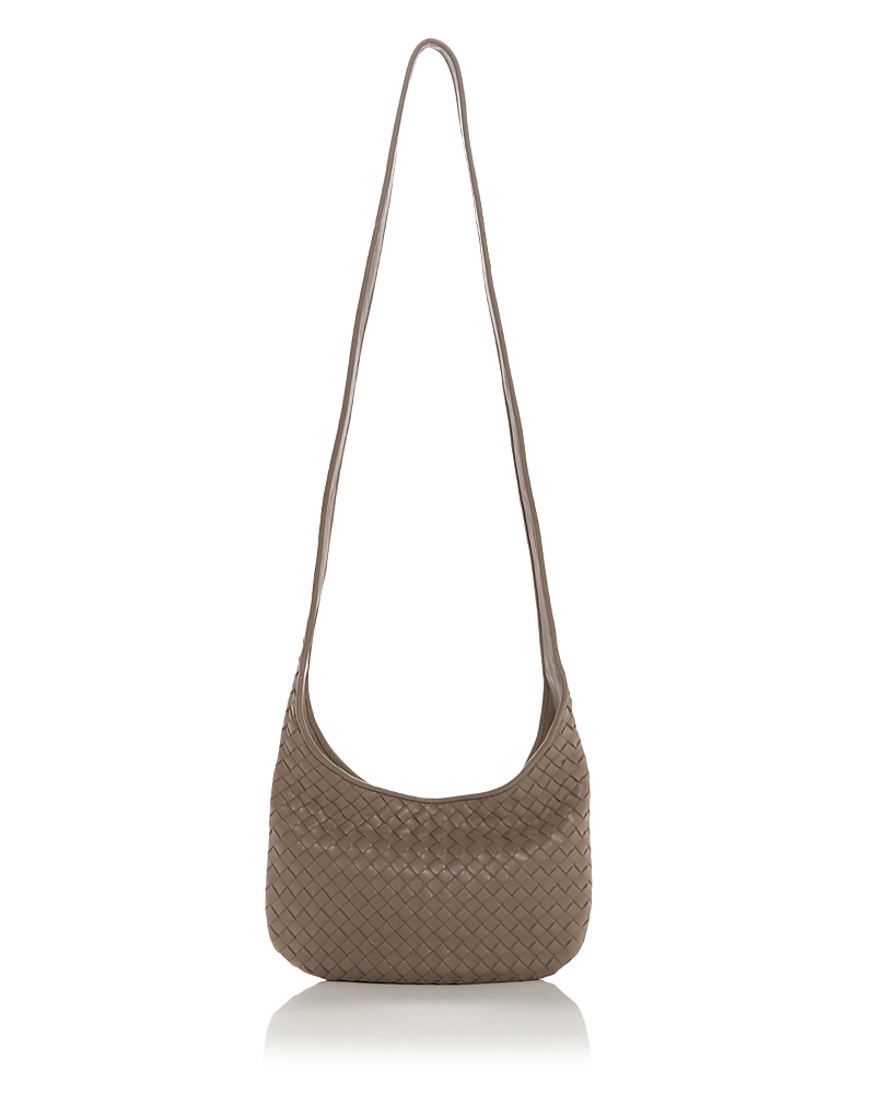 Bottega Veneta Intrecciato Leather Crossbody Bag In Gray