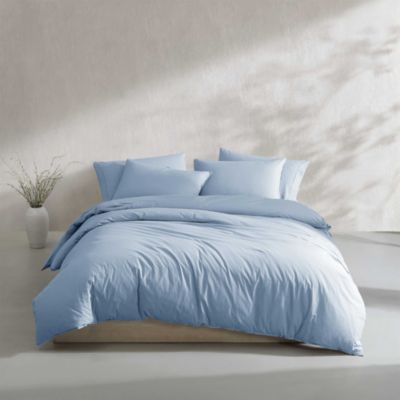Washed Percale Cotton 3 Piece Duvet Cover Set, King