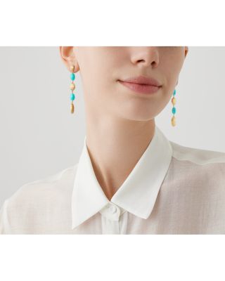18K Yellow Gold Siviglia Turquoise Long Drop Earrings