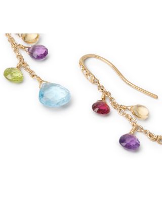 18K Yellow Gold Paradise Multi Gemstone & Diamond Drop Earrings