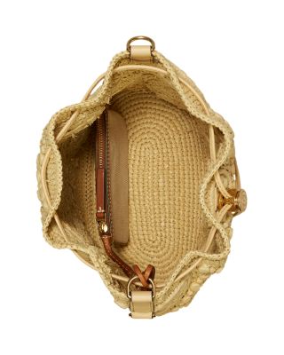 T Monogram Raffia Bucket Bag