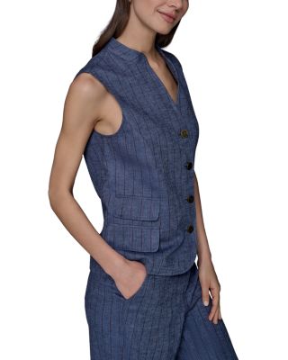 Woven Button Front Vest 