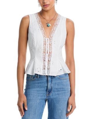 AQUA Eyelet Lace Tank Top - Exclusive | Bloomingdale's Women