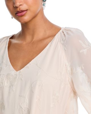 Embroidered Floral Chiffon Mini Dress - Exclusive