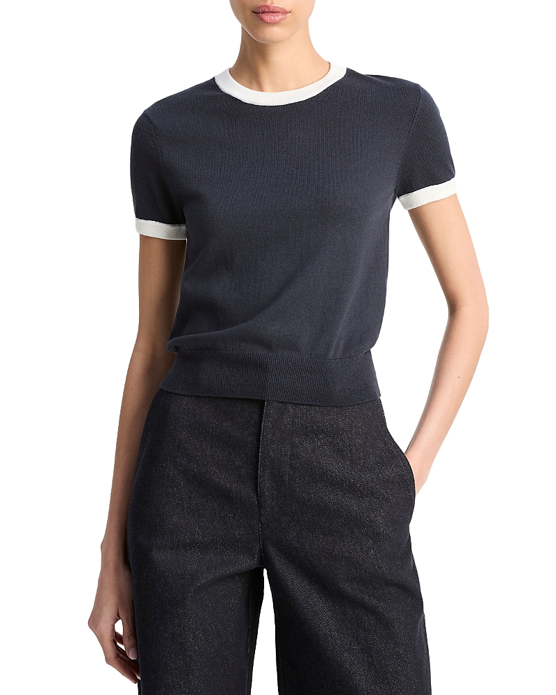 Vince Short-sleeve Ringer Sweater Tee In Black
