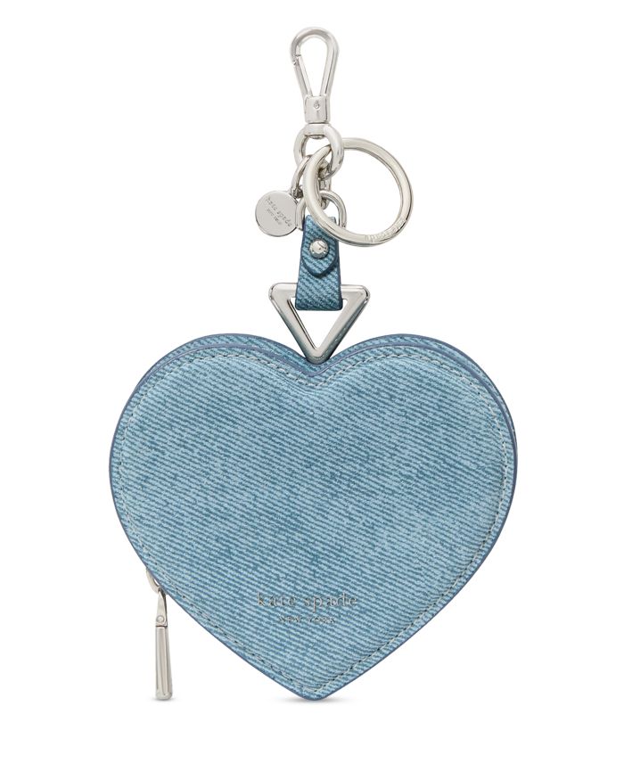 Liv Denim Print Suede Heart Coin Purse Bag Charm