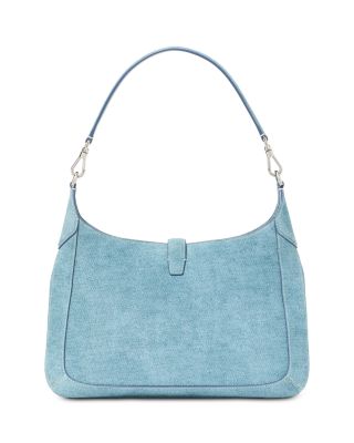 Deco Denim Print Suede Hobo Bag