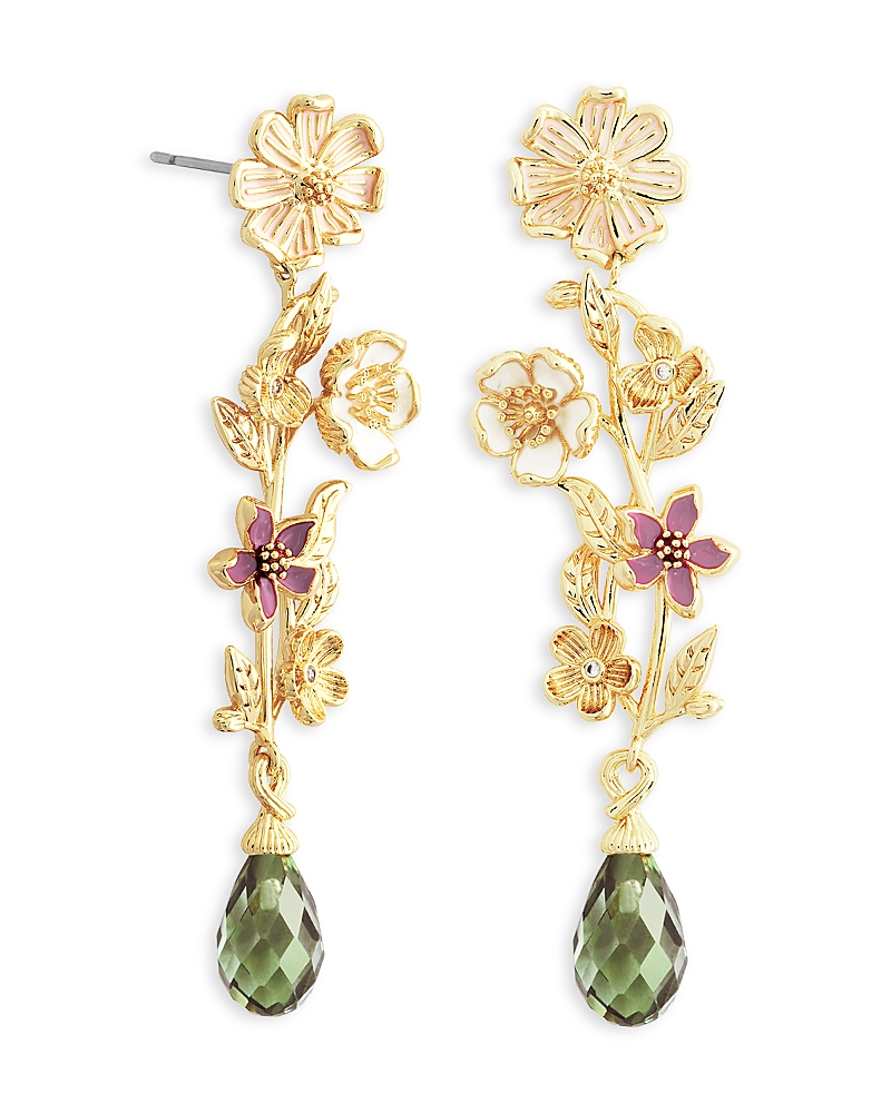 Anabel Aram Pave & Stone Wildflower Linear Drop Earrings