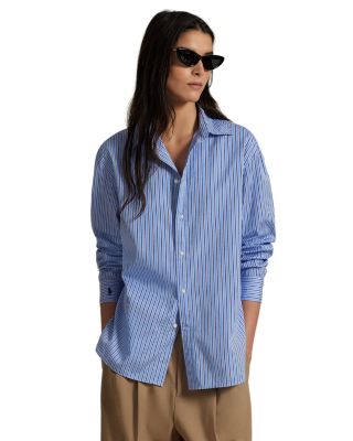 Oversize Fit Striped Cotton Shirt