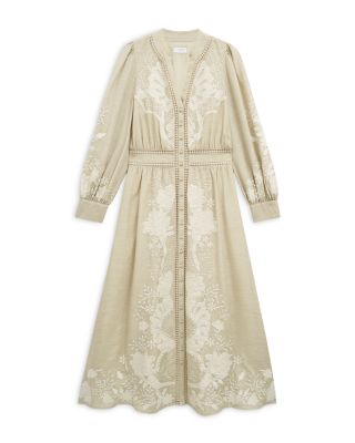 Frida Button Front Lace Trim Dress