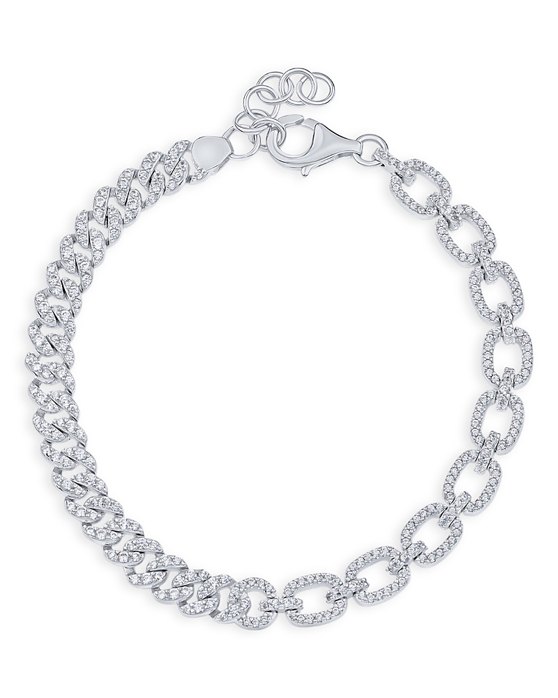 Kenneth Jay Lane Pave Mixed Chain Link Bracelet In Metallic