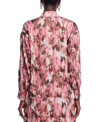 Printed Mandarin Collar Blouse