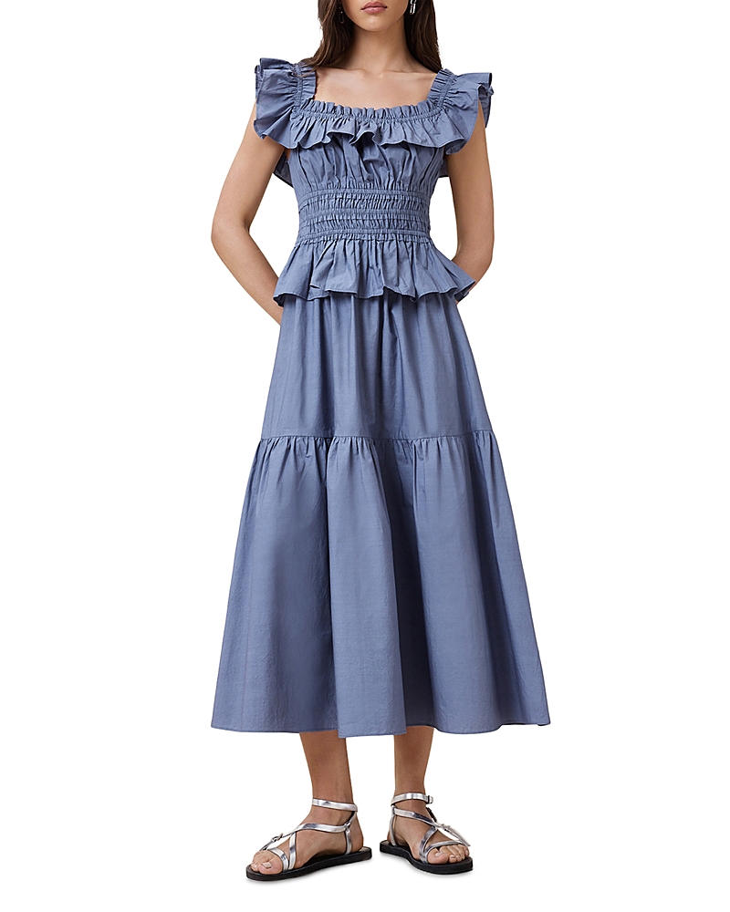 ALLSAINTS HALIA RUFFLE MIDI DRESS
