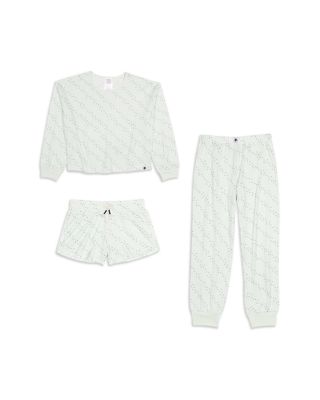 Girls' Brushed Jersey Top, Shorts & Pants Pajamas Set - Big Kid